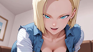 Android 18 Fucks Krillin on the Living Room Couch! Uncensored Dragon Ball Z Hentai