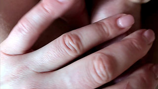 Women's point of view. Tender pussy fuck, huge cum load on my pubic and female orgasm. Close-Up.