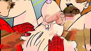 Teen and MILF anal toons