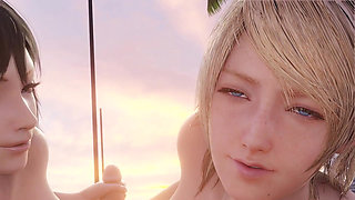Orgy on the Beach - Final Fantasy 3D Hentai Porn
