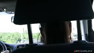 Backseat sex session with two lesbians Michelle and Carrie