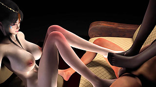 3D Threesome Sex Footjob Sex with Two Horny Slut Babe