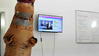 big ass latina teen chased by lesbian loving TREX on