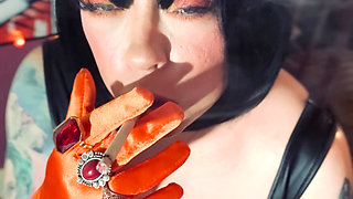Hot Wife Tina Snua Smoking A Cork 100 Cigarette In Satin Gloves & Jewellery