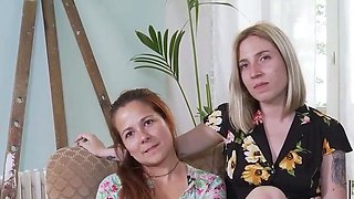 Two nasty blondie girls enjoy strong sapphic muff munching