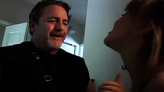 Hot brunette amateur MILF rides hubbys cock
