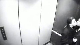 British Girl Swallows bf's cum in elevator cctv footage