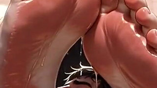 Fat BBW Foot Worship - Submissive Man Licks Sweaty Soles