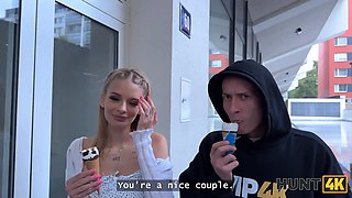 Hunt4k. blonde hotty used her gigantic natural melons to get back on her bf