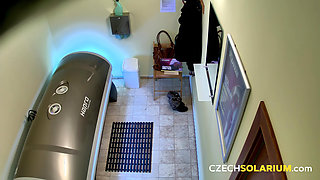 Czech Solarium 15: Busty Young Woman Exposes Everything Without a Care