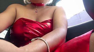 Christmas Exhibitionist Masturbates In Her Car - Intense Frolic Under Skirt And Climax