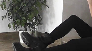 Mistress Natasa Gets Her Boots Cleaned and Smokes