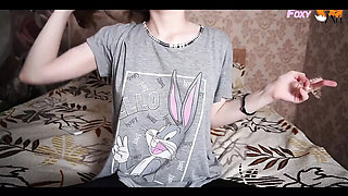 Blonde Teen Rubs Puffy Nipples Until She Cums Hard - Nipple Play JOI ASMR