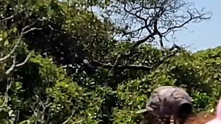 Outdoor sex with two hot hots in an abandoned house on the beach