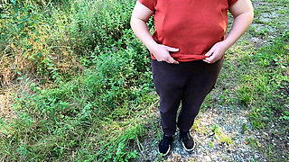 While Hiking Her Naked Breasts Punished