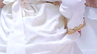 A Malaysian Hijabi Girl Teasing with White Abaya Showing off Her Ass