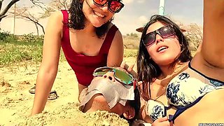 Envious Lesbians Gag and Bury Influencer on Beach
