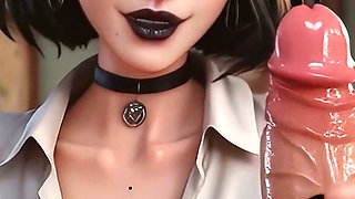 Every Boss’s Dream - Goth Secretary Relaxes Him Before the Meeting (ai Generated)
