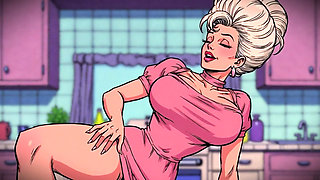 Classic Cartoon Style Nude Women in Kitchen