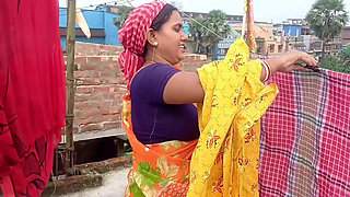 Busty girl comes out of the bathroom naked after a prank by her stepbrother