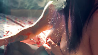 Tits Out & Smoking In Sunlight With The Luscious Pantyhose Wearing Tina Snua - Cone Exhales Nose Exhales OMI OME Drifting