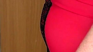 Aunty Sandra Sexy Red Girdle and Cute Slides Vgq35