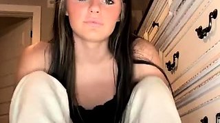 Cute teen girl enjoys foot fetish
