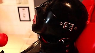 dominatrixvera dungeon session with rubber piggy