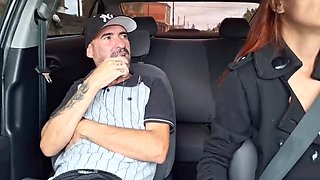 Skinny Redhead Brazilian Fanny Squirting in Car Masturbation and Handjob