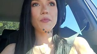 Brunette housewife masturbating in car