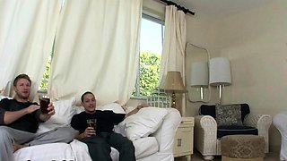Two big titted babes getting fucked in group sex