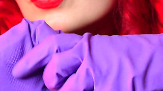 ASMR sounding: kitchen rubber gloves fetish