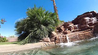 Hot Lesbian Interracial Fun in the Pool