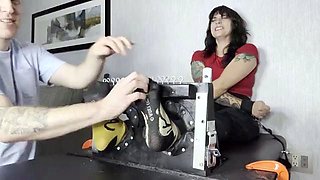 LaughsAndLust – Mia in the Stocks – Tickling and Foot