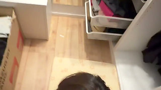 Asian Model in White Bodysuit Gets Face Fucked and Creamed POV
