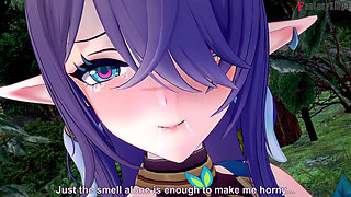 Lauma hot ahegao sex in the forest - Genshin Impact