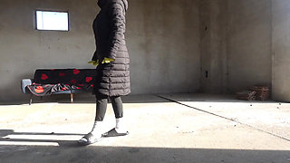 My Stepsister Is in a Deserted Place Wearing Yellow Dishwashing Gloves