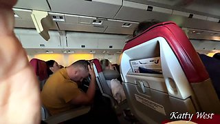 Katty West Performs Risky Public Airlines Blowjob