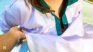 Horny Friend Fucks Indian College Girl in Uniform - Big Tits, Hardcore Sex, Cum on Face