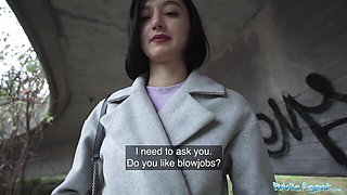 Small tits clip with delightful escort from Public Agent