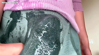 Sticky Stepmother's cumshot was caught by her nerdy stepson, and he licked it