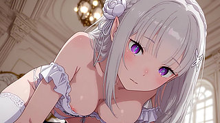 Emilia gives you her wet pussy Re:Zero hentai