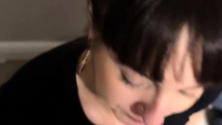 Brunette enjoys foot fetish outdoor
