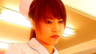 Japanese AV Model plays a sexy nurse getting fingered and fucked