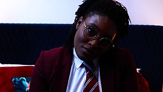 Naughty Student Oshun mocks your small cock!