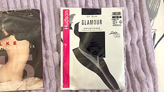 Footjob in Black Pantyhose in a Cottage