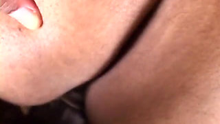 Cute ebony hottie Alize moans in pleasure as a huge dick penetrates her doggy on the bed