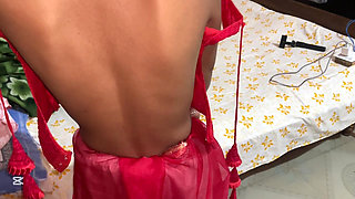Indian Desi Wife With Red Saree Looking So Very Hot And Tight Pussy