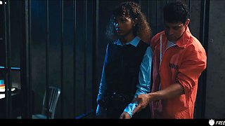 Barbie Rous Freezes Ebony Big Tits for Jason Carreras Creampie