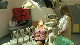 Smoking Hot Blondes Have A Threesome In A Dentist Office